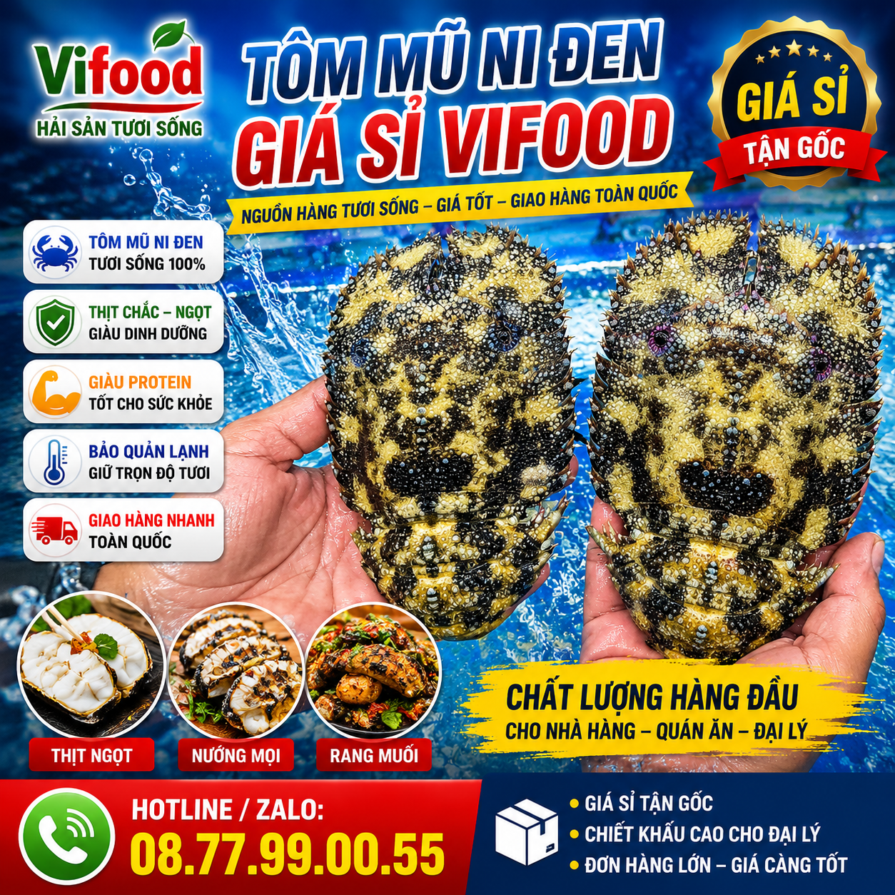 Tôm Mũ Ni Đen 3–5 Con/Kg