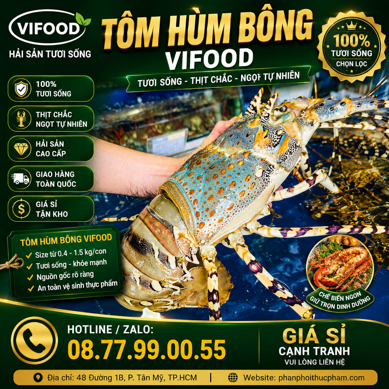 Tôm Hùm Bông sống (size 1kg)