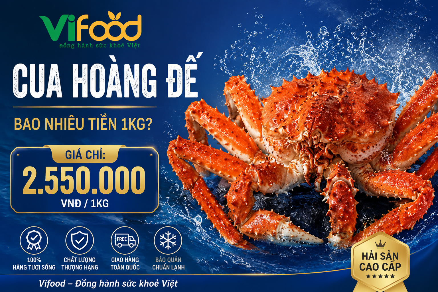 Cua hoàng đế bao nhiêu tiền 1kg? Cập nhật giá cua hoàng đế hôm nay