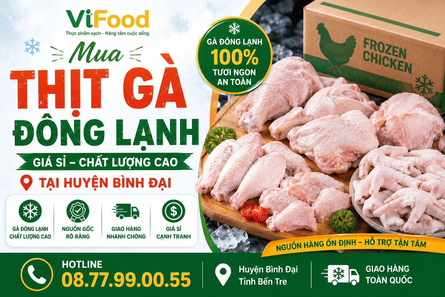 Mua Thịt gà đông lạnh giá sỉ tại Huyện Bình Đại