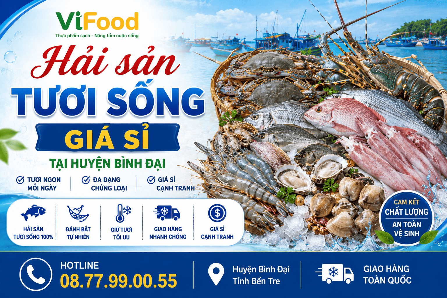 Hải sản tươi sống giá sỉ tại Huyện Bình Đại