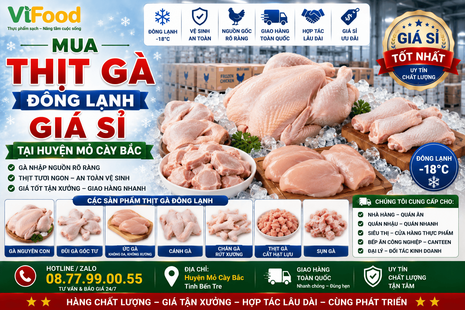 Mua Thịt gà đông lạnh giá sỉ tại Huyện Mỏ Cày Bắc