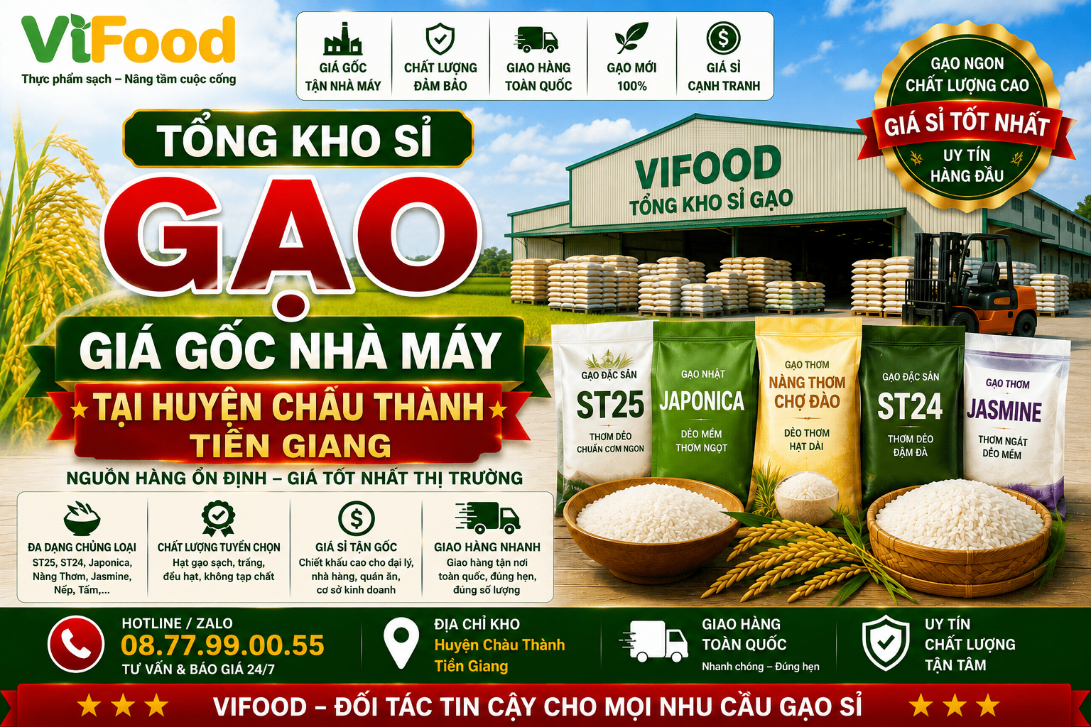 Tổng Kho Gạo Sỉ Giá Gốc Tại Huyện Châu Thành Tiền Giang 