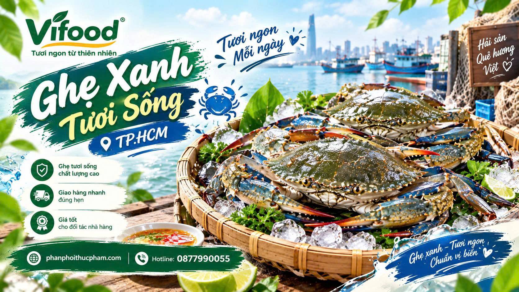 Ghẹ Xanh Tươi Sống TPHCM – Thịt Chắc, Gạch Béo, Hải Sản Tươi Ngon Mỗi Ngày