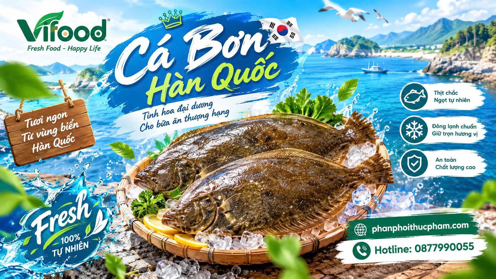 Cá bơn Hàn Quốc giá bao nhiêu? Tại Vifood có cá tươi sống, giá tốt!