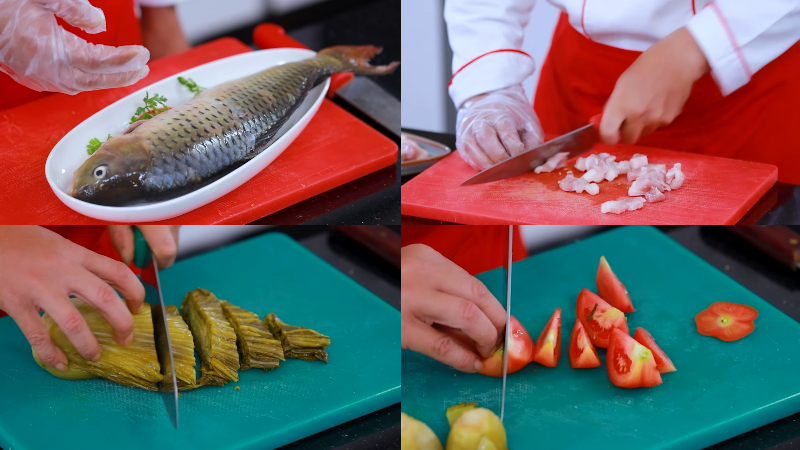 Sơ chế cá chép om dưa thịt ba chỉ